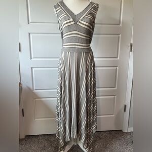 Nurture Striped Black Cream Maxi Dress Sleeveless Summer Beach Sundress Small